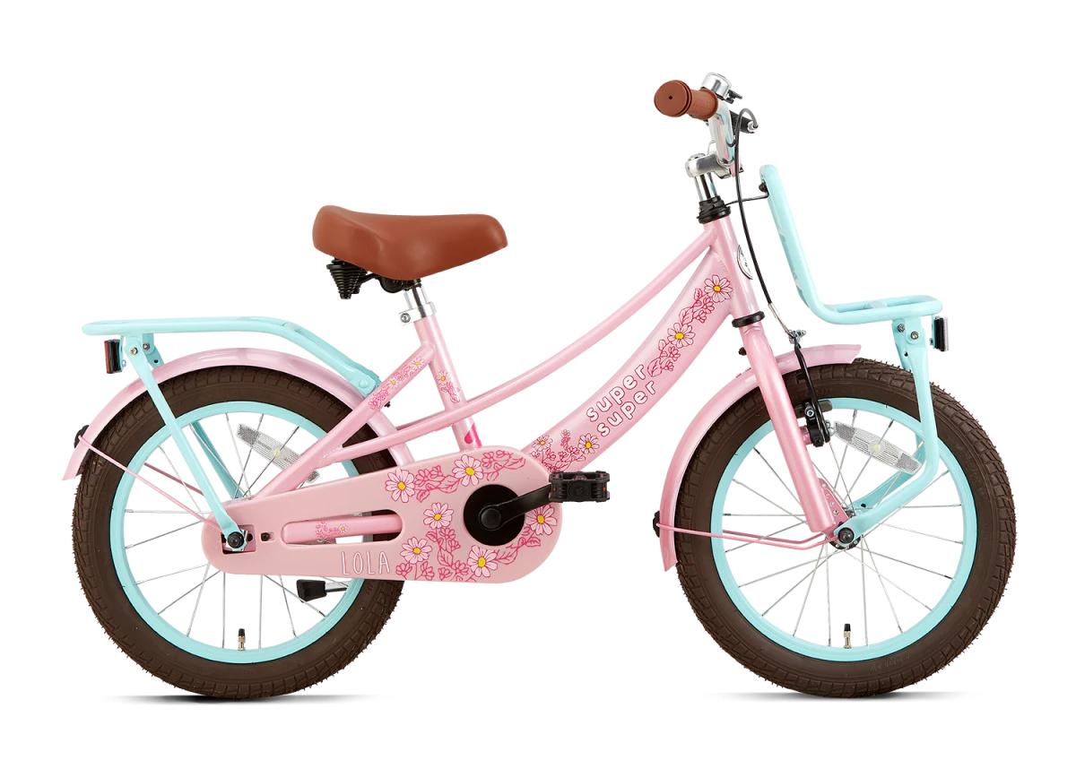 16 Tommer Pigecykel Lola Super Super Roze Turkis 3 16 Tommer Pigecykel Lola Super Super Roze Turkis